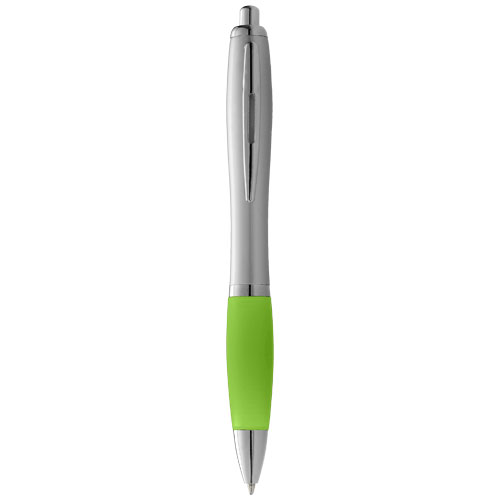 Nash Ballpoint Pen Silver Barrel And Coloured Grip - Silver, Lime Green