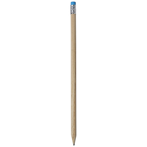Cay Wooden Pencil With Eraser - Natural, Process Blue