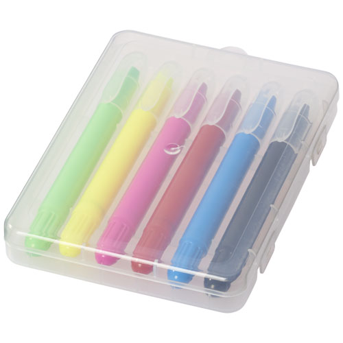 Phiz 6 Retractable Crayons In Plastic Case - Transparent Clear