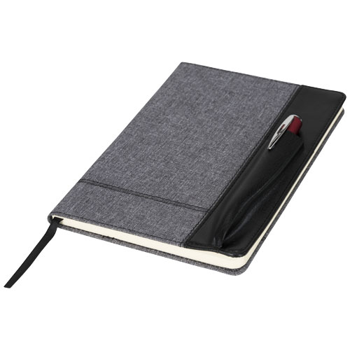 Heathered A5 Notebook With Leatherlook Side - Black