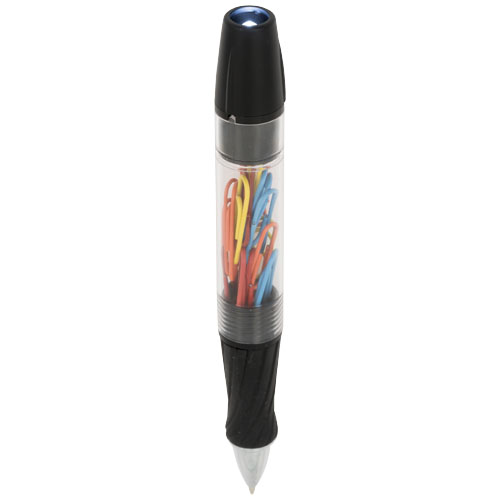 King Ballpoint Pen With Led And Paperclips - Black