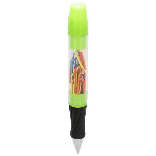 King Ballpoint Pen With Led And Paperclips - Green