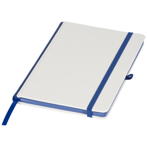 Pu Cover Digital Print Notebook And Coloured Spine - White, Royal Blue