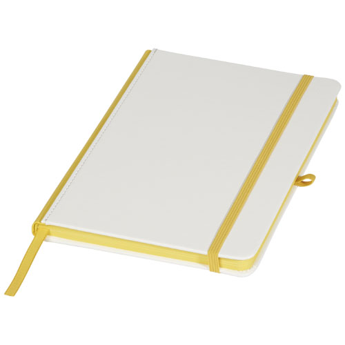 Pu Cover Digital Print Notebook And Coloured Spine - White, Yellow