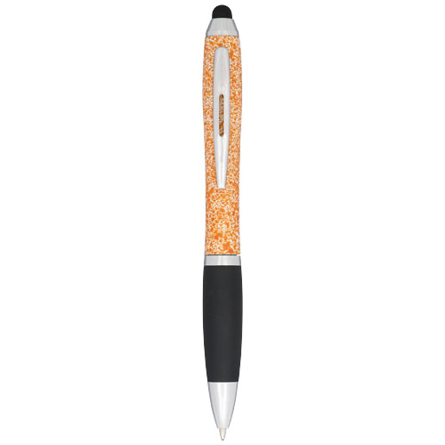 Nash Speckled Ballpoint Pen With Stylus - White, Orange
