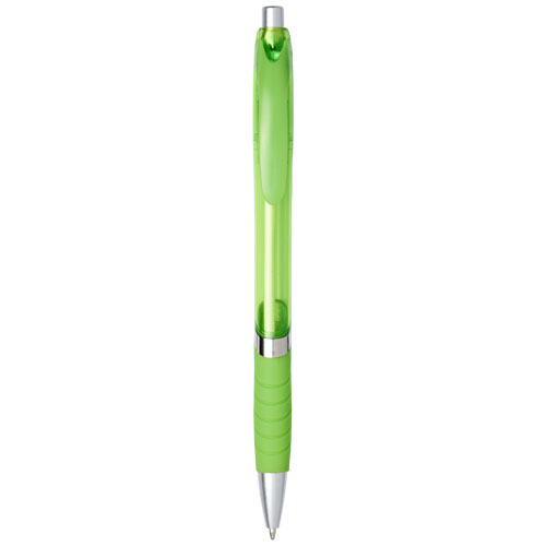 Turbo Translucent Ballpoint Pen With Rubber Grip - Lime Green