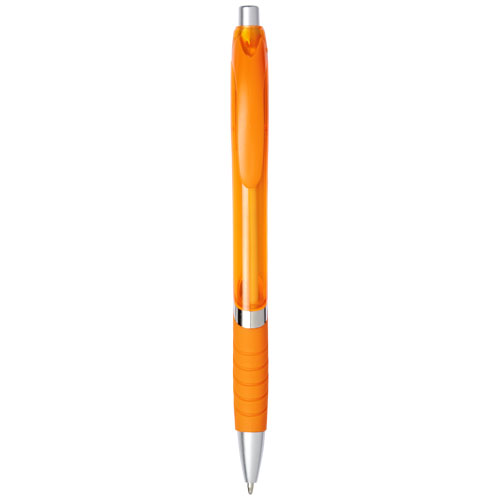 Turbo Translucent Ballpoint Pen With Rubber Grip - Orange