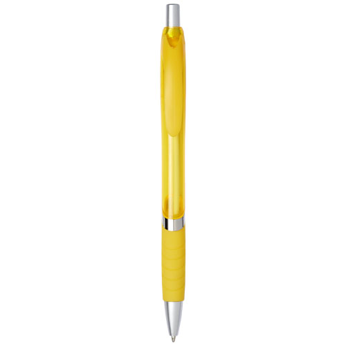 Turbo Translucent Ballpoint Pen With Rubber Grip - Yellow