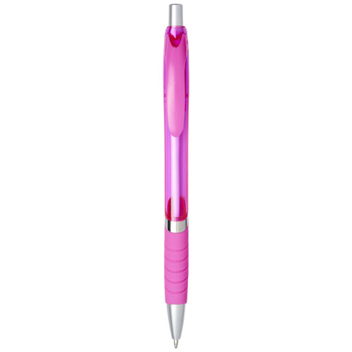 Turbo Translucent Ballpoint Pen With Rubber Grip - Magenta