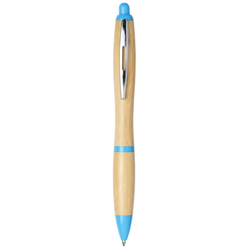 Nash Bamboo Ballpoint Pen - Natural, Light Blue