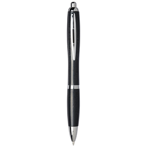 Nash Wheat Straw Chrome Tip Ballpoint Pen - Black
