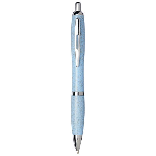 Nash Wheat Straw Chrome Tip Ballpoint Pen - Blue