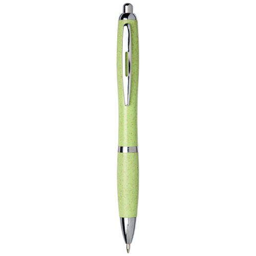 Nash Wheat Straw Chrome Tip Ballpoint Pen - Green