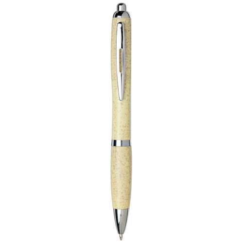 Nash Wheat Straw Chrome Tip Ballpoint Pen - Yellow