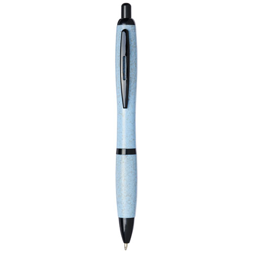 Nash Wheat Straw Black Tip Ballpoint Pen - Light Blue
