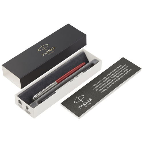 Parker Jotter Stainless Steel Rollerbal Pen - Stainless Steel, Red