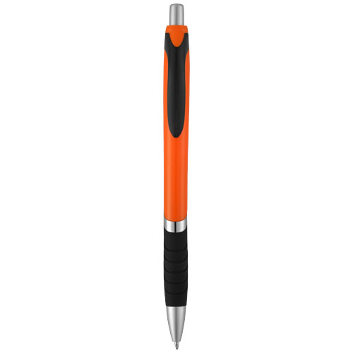 Turbo Ballpoint Pen With Rubber Grip - Orange, Black