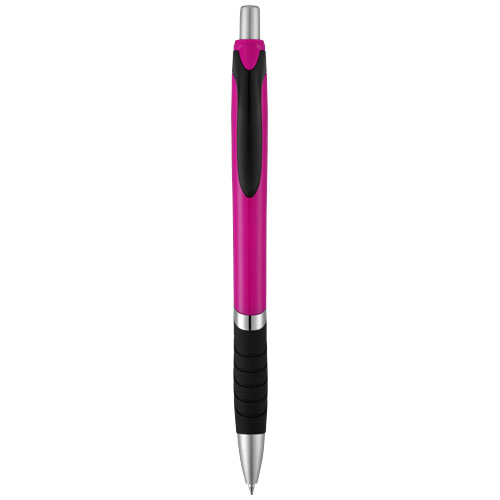 Turbo Ballpoint Pen With Rubber Grip - Magenta, Black