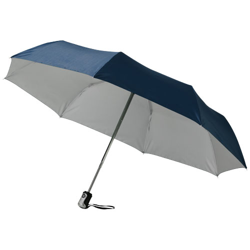 Alex 21.5" Foldable Auto Open/Close Umbrella - Navy, Silver