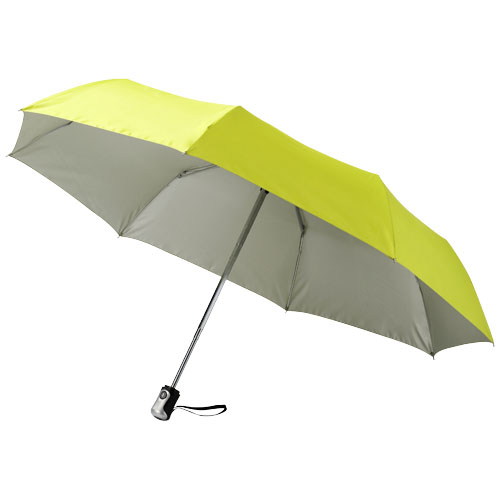 Alex 21.5" Foldable Auto Open/Close Umbrella - Neon Green, Silver