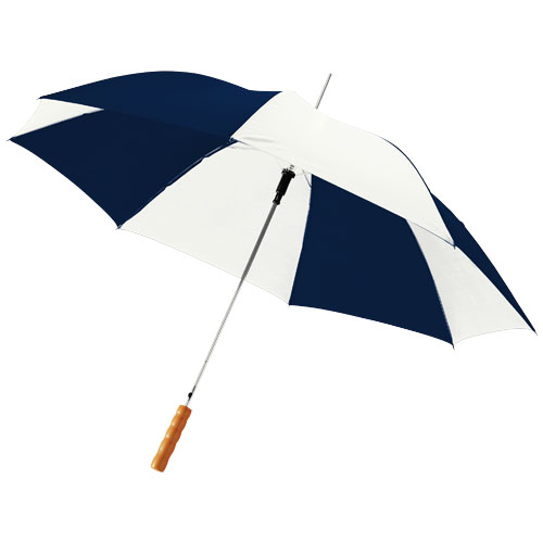 Lisa 23" Auto Open Umbrella With Wooden Handle - Navy, White