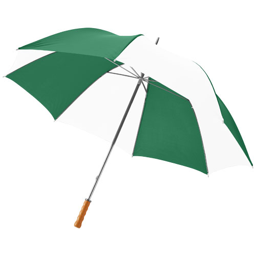 Karl 30" Golf Umbrella With Wooden Handle - Green, White