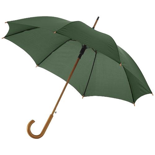 Kyle 23" Auto Open Umbrella Wooden Shaft And Handle - Forest Green