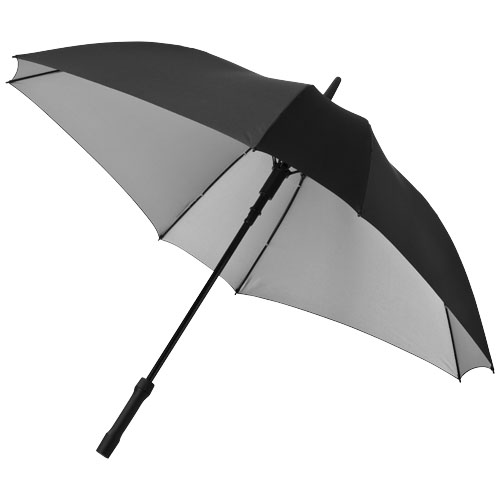 Square 23" Double-Layered Auto Open Umbrella - Black, Silver