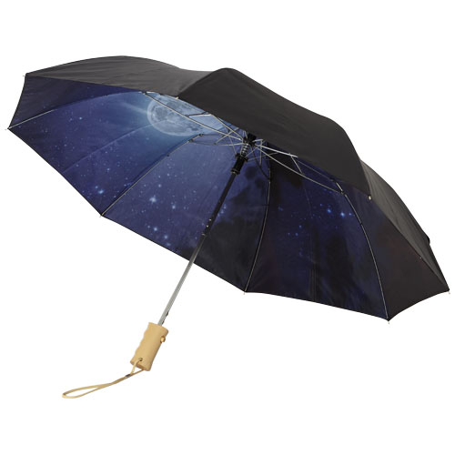 Clear-Night 21" Foldable Auto Open Umbrella - Black