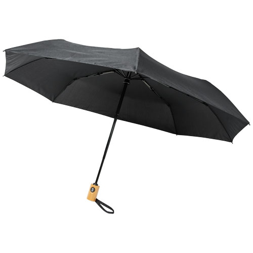 Bo 21" Fold. Auto Open/Close Recycled Pet Umbrella - Black