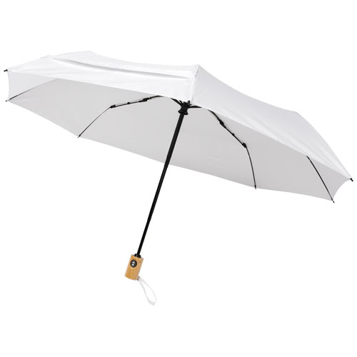 Bo 21" Fold. Auto Open/Close Recycled Pet Umbrella - White