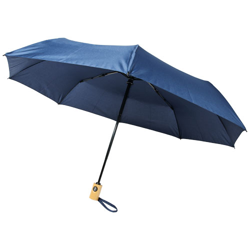 Bo 21" Fold. Auto Open/Close Recycled Pet Umbrella - Navy
