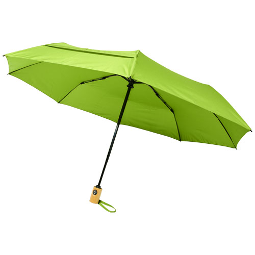 Bo 21" Fold. Auto Open/Close Recycled Pet Umbrella - Lime Green