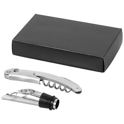 Sauvy 2-Piece Wine Set - Silver