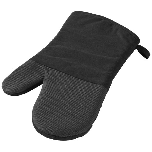 Maya Oven Gloves With Silicone Grip - Shiny Black, Black