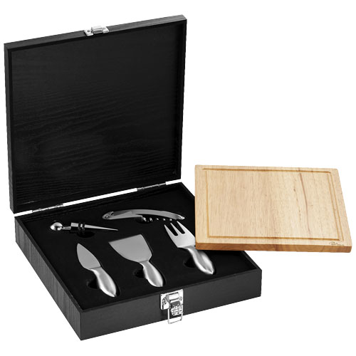Mino 6-Piece Wine And Cheese Set - Black, Wood