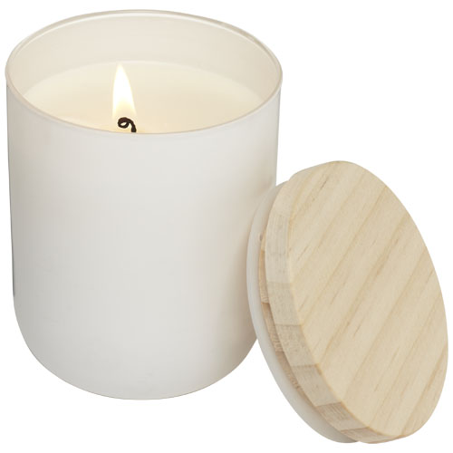 Lani Candle With Wooden Lid - White