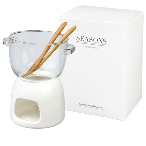 Belgium Glass Chocolate Fondue Set - White