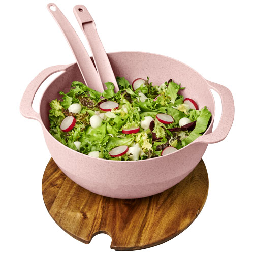 Lucha Wheat Straw Salad Bowl With Servers - Magenta