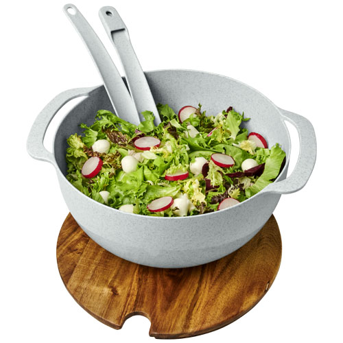 Lucha Wheat Straw Salad Bowl With Servers - Grey