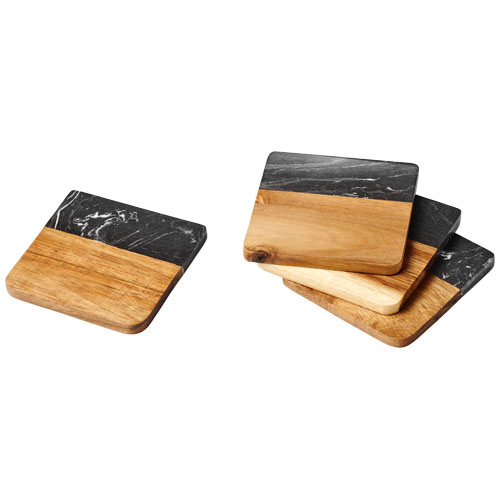 Harlow Marble And Wood Coasters - Wood, Granite