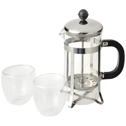 Cooper French Press Set - Silver, Transparent