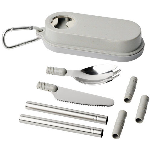 Giles Wheat Straw Cutlery Set With Bottle Opener - Grey