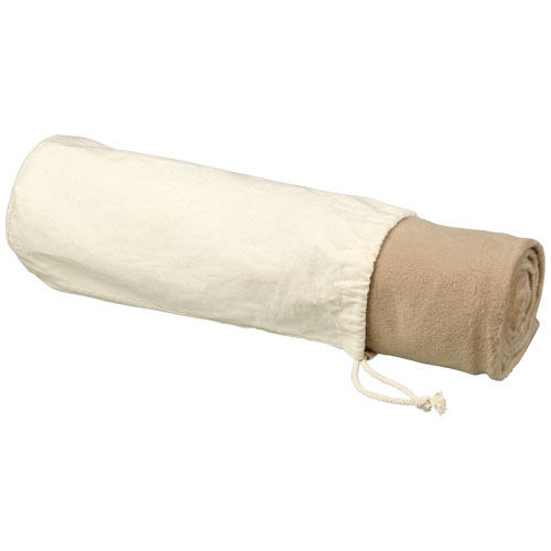 Aira Micro Plush Fleece Blanket With Cotton Pouch - Natural