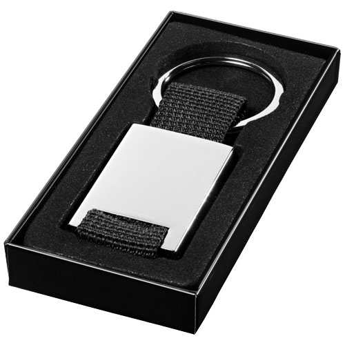Pablo Rectangular Webbing Keychain - Silver, Black