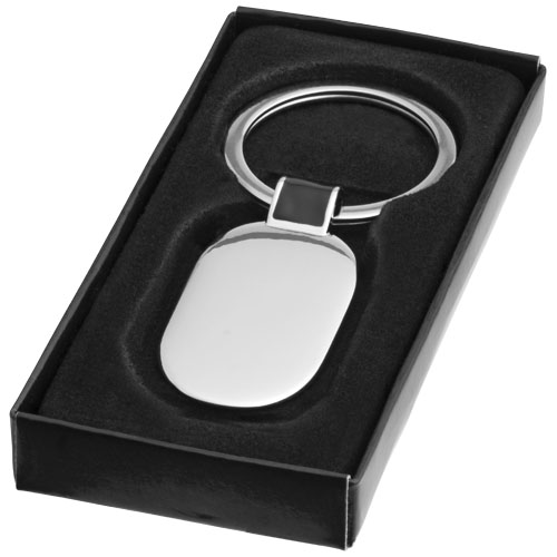 Barto Oval Keychain - Silver, Black