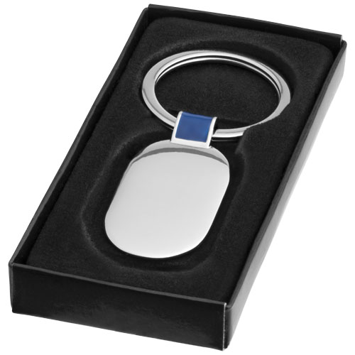Barto Oval Keychain - Silver, Royal Blue