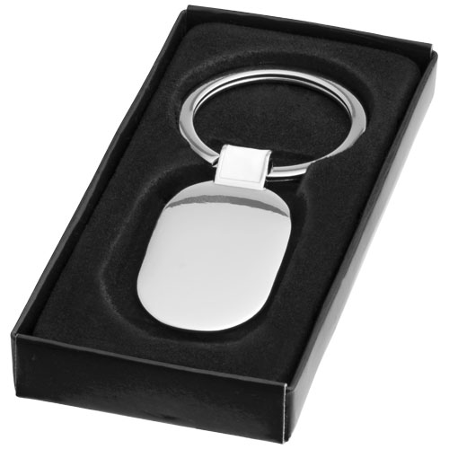 Barto Oval Keychain - Silver, White