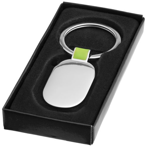 Barto Oval Keychain - Silver, Lime Green