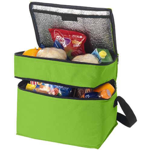 Oslo 2-Zippered Compartments Cooler Bag - Lime Green